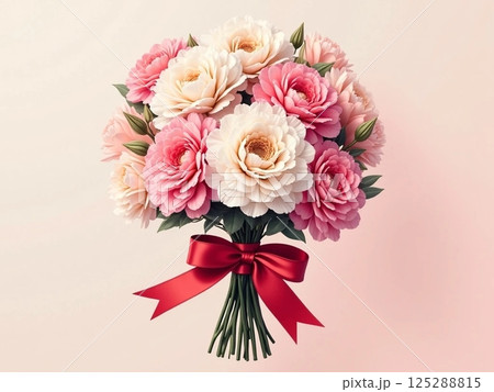 カーネーションの花束 写真風イラスト 125288815