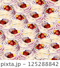 seamless pattern, pink meringues, marshmallow. sweetness, sweet cake, dessert. for cafe, sweet shop, confectionery. 125288842