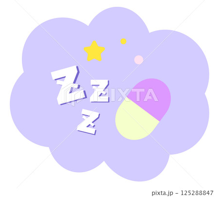 睡眠と薬のイラストのイメージ 125288847