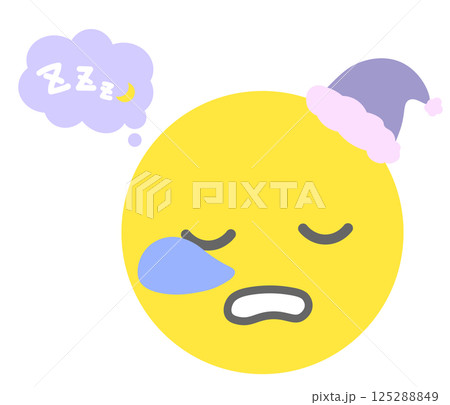 笑顔で眠る月のキャラクターイラスト 笑顔で眠る月のキャラクターイラスト 125288849