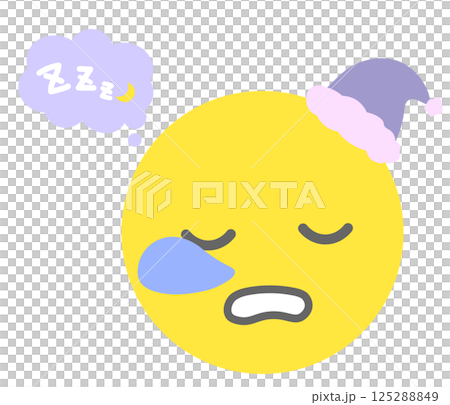 笑顔で眠る月のキャラクターイラスト 笑顔で眠る月のキャラクターイラスト 125288849