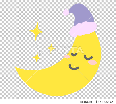 Smiling sleeping moon character illustration 125288852