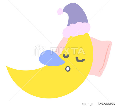 笑顔で眠る月のキャラクターイラスト 笑顔で眠る月のキャラクターイラスト 125288853