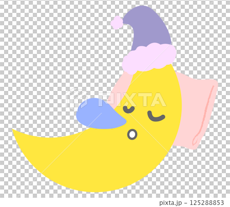 笑顔で眠る月のキャラクターイラスト 笑顔で眠る月のキャラクターイラスト 125288853