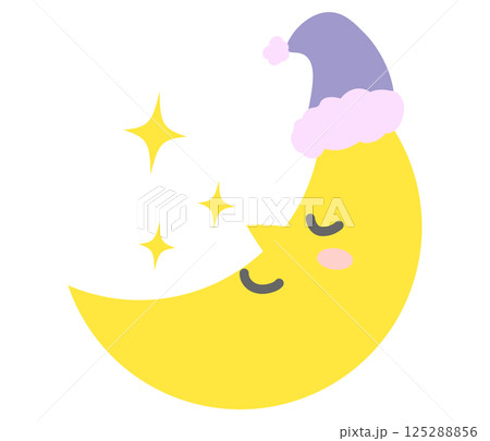 笑顔で眠る月のキャラクターイラスト 笑顔で眠る月のキャラクターイラスト 125288856