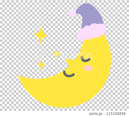 笑顔で眠る月のキャラクターイラスト 笑顔で眠る月のキャラクターイラスト 125288856