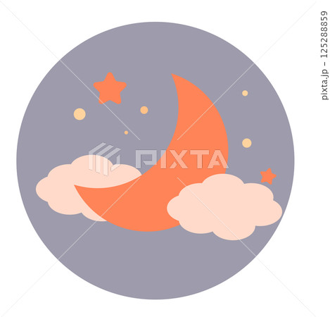夜空を流れる雲と三日月のイラスト 125288859