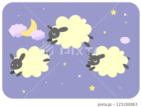 3匹のひつじのイラスト　睡眠のイメージ 125288863