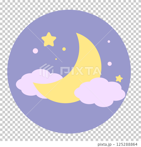 夜空を流れる雲と三日月のイラスト 125288864