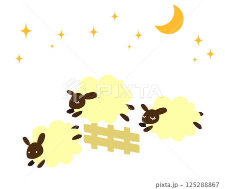 3匹のひつじのイラスト 睡眠のイメージ 3匹のひつじのイラスト 睡眠のイメージ 125288867