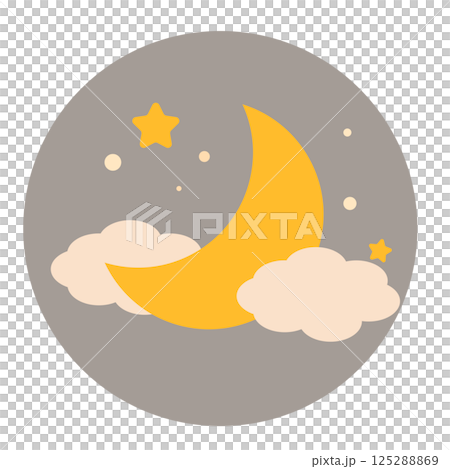 夜空中的雲朵和新月的插圖 125288869