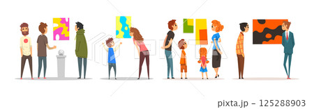 People at Art Gallery Look at Museum Exhibition Vector Set People at Art Gallery Look at Museum Exhibition Vector Set 125288903