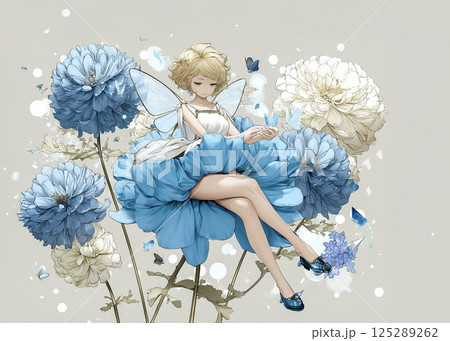 眠る蜂の妖精のイラスト素材 125289262