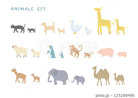 動物親子のイラストセット 125289490