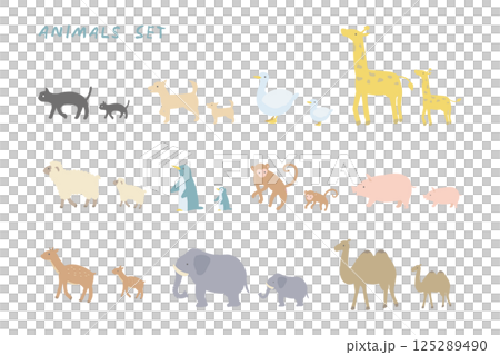 動物親子のイラストセット 125289490