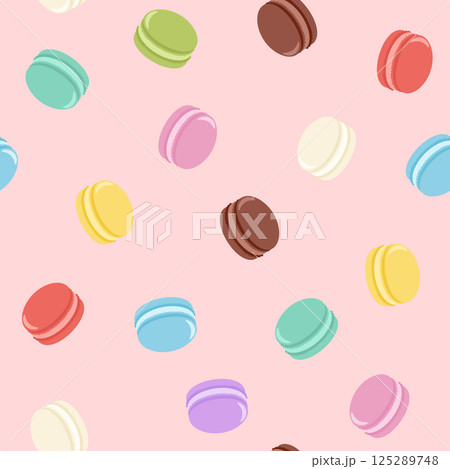 カラフルマカロンのシームレスパターン カラフルマカロンのシームレスパターン 125289748