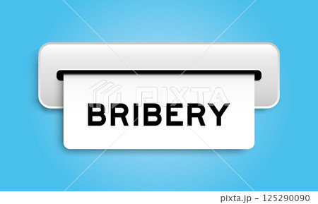 White coupon banner with word bribery from machine on blue color background White coupon banner with word bribery from machine on blue color background 125290090