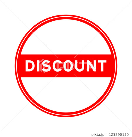 Red color round seal sticker in word discount on white background 125290130