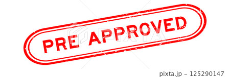 Grunge red pre approved word rubber seal stamp on white background 125290147