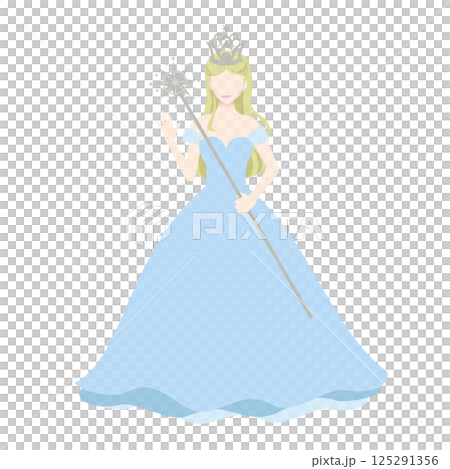 A blonde good witch wearing a blue dress and holding a magic wand. Inspired by the Wizard of Oz. A blonde good witch wearing a blue dress and holding a magic wand. Inspired by the Wizard of Oz. 125291356