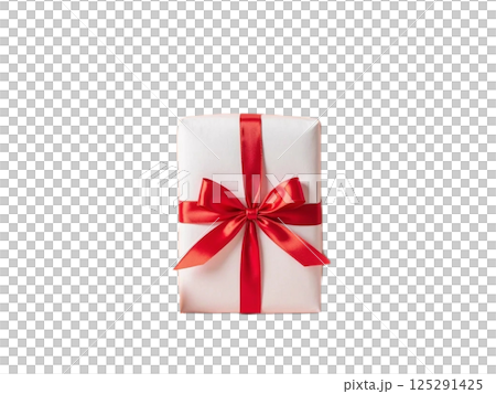 可愛的禮物,用白色包裝包裹,繫著紅色絲帶 可愛的禮物,用白色包裝包裹,繫著紅色絲帶 125291425