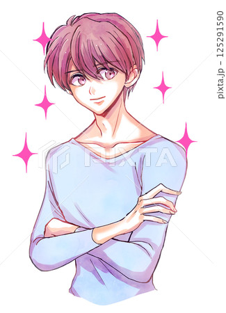 腕組みをしている男性　笑顔　キラキラ 125291590
