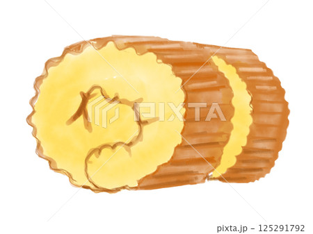おせちにぴったりの美味しそうな伊達巻の手描き水彩イラスト 125291792