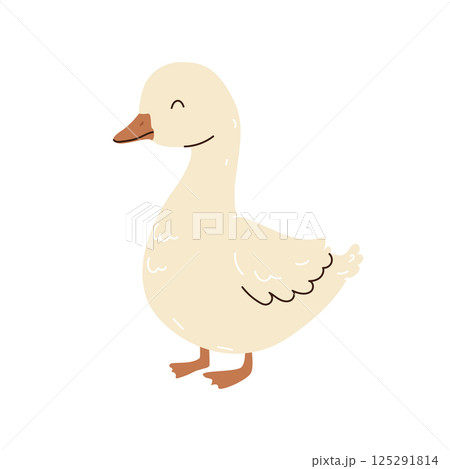 Cute cartoon duck illustration in flat style on white background Cute cartoon duck illustration in flat style on white background 125291814