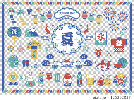 夏季材料和日式框架設計集 125292037