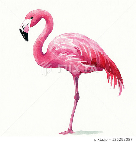 ピンクフラミンゴのシンプルなイラスト素材 ピンクフラミンゴのシンプルなイラスト素材 125292087