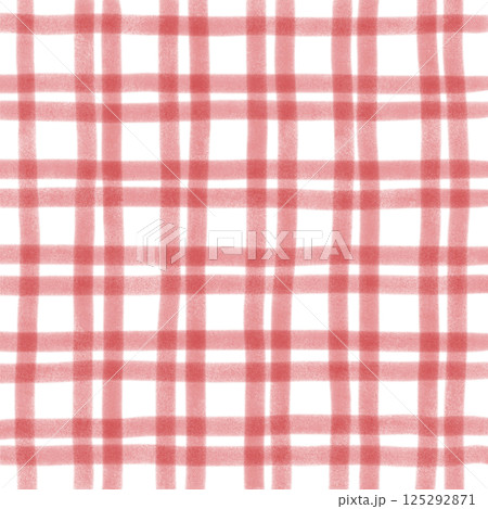 Red Plaid Gingham Check Hand Drawn Background Pattern Overlay Red Plaid Gingham Check Hand Drawn Background Pattern Overlay 125292871
