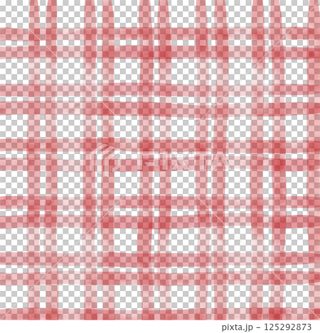 Red Plaid Gingham Check Hand Drawn Background Pattern Overlay 125292873