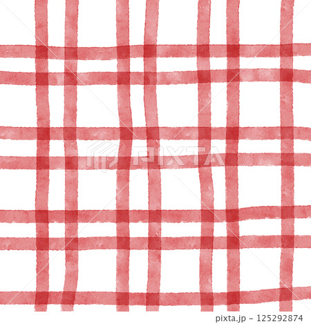 Red Plaid Gingham Check Hand Drawn Background Pattern Overlay Red Plaid Gingham Check Hand Drawn Background Pattern Overlay 125292874