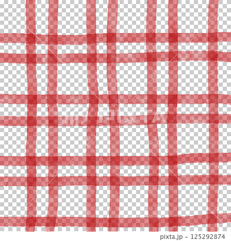 Red Plaid Gingham Check Hand Drawn Background Pattern Overlay 125292874