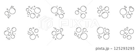 Soap Bubbles Line Icon Set. Collection Of Floating Air Bubbles With Different Sizes And Highlights Outline Symbol Collection. Editable Stroke. Isolated Vector Illustration 125293293