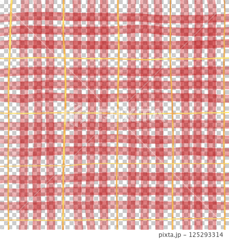 Gold Red Plaid Gingham Check Hand Drawn Background Pattern Overlay 125293314