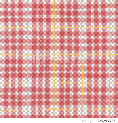 Gold Red Plaid Gingham Check Hand Drawn Background Pattern Overlay 125293317