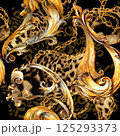 Vintage baroque floral seamless pattern in gold. Luxury, royal and Victorian concept. 125293373
