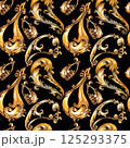 Vintage baroque floral seamless pattern in gold. Luxury, royal and Victorian concept. 125293375