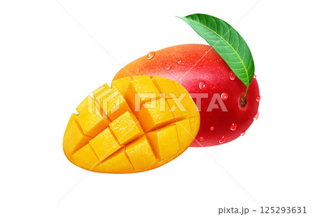 マンゴー イラスト リアル 白バック 125293631