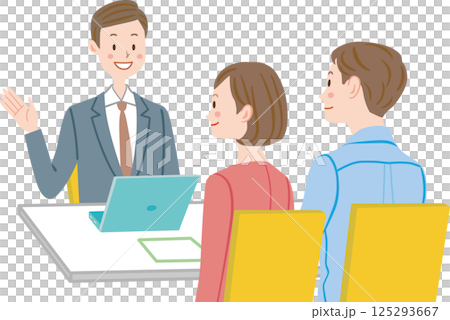 櫃檯諮詢的情侶：資產管理、保險、理財 125293667