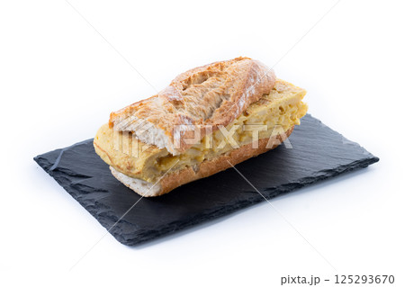 Spanish potato omelette sandwich isolated on white background 125293670