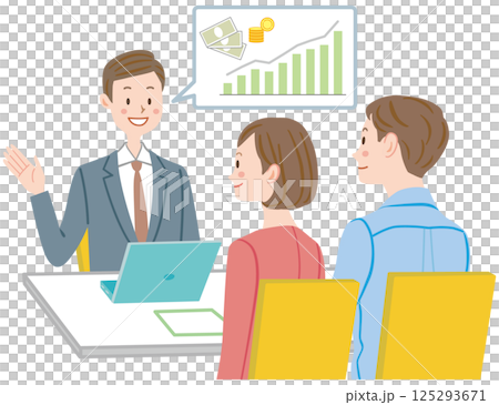 窓口で相談する夫婦 資産運用 保険 窓口で相談する夫婦 資産運用 保険 125293671