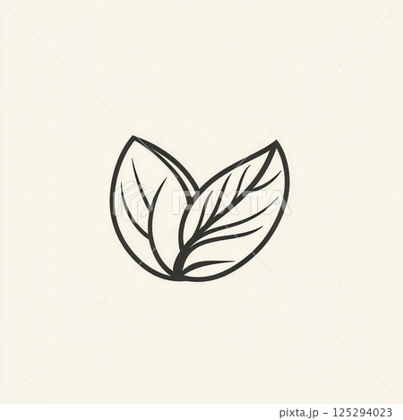 Minimalist nut logo design featuring abstract line art of almond and walnut leaves Minimalist nut logo design featuring abstract line art of almond and walnut leaves 125294023