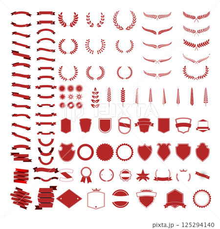 Set of vector wreaths and branches. Design elements for logo, label, emblem, badge, sign. Vector illustration. 125294140