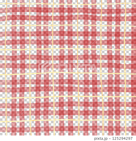 Gold Red Plaid Gingham Check Hand Drawn Background Pattern Overlay 125294297
