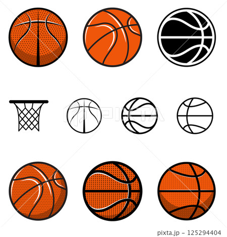 Set of basketball balls. Basketball ball icons. Basketball team emblem templates. Set of basketball balls. Basketball ball icons. Basketball team emblem templates. 125294404
