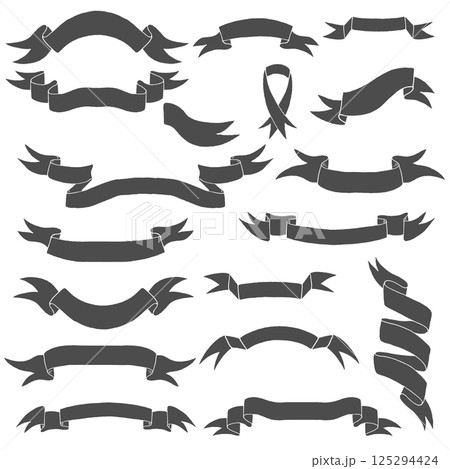 Set of hand drawn ribbons in vector. Design elements for label, badge, emblem, logo, sign. Set of hand drawn ribbons in vector. Design elements for label, badge, emblem, logo, sign. 125294424