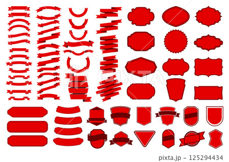 Set of ribbons. Ribbon banner set. Design elements for logo, label, emblem, sign. Vector illustration. 125294434