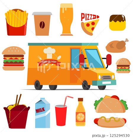 Food delivery. Food truck. Fast food. 125294530